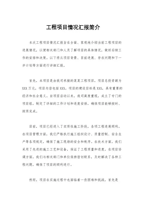 工程项目情况汇报简介