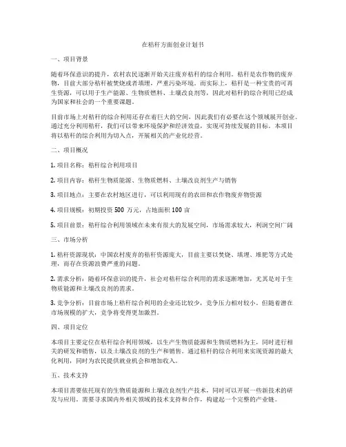 在秸秆方面创业计划书