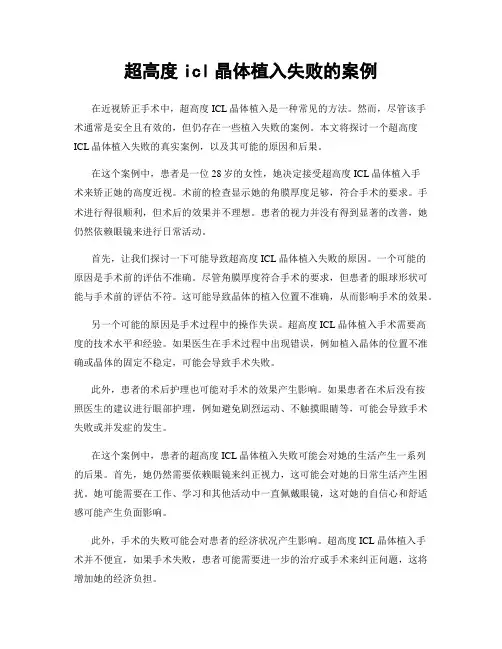 超高度icl晶体植入失败的案例