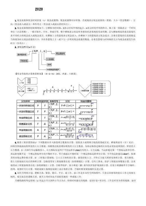 2020年一级造价工程师《案例分析(交通)》三页考试重点总结