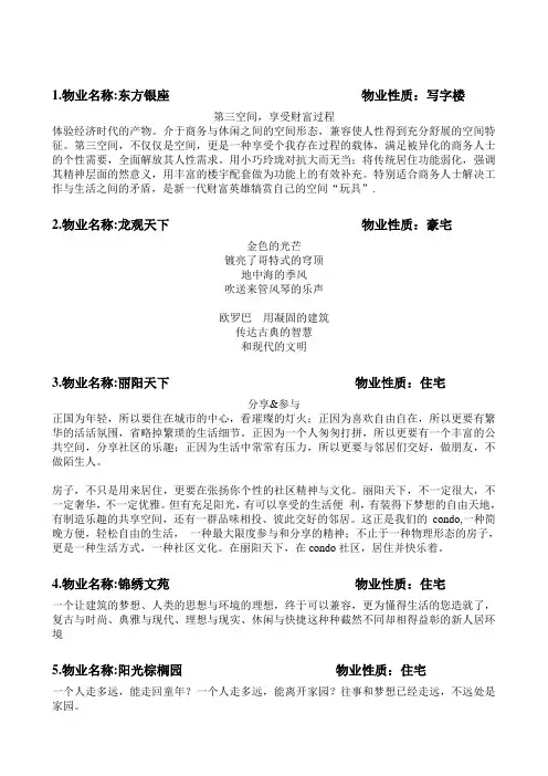 经典楼书妙语摘抄