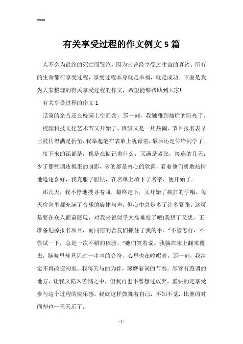 有关享受过程的作文例文5篇