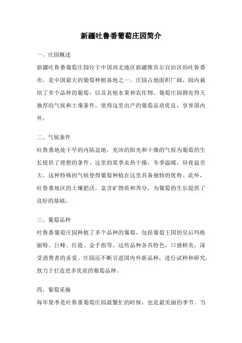 新疆吐鲁番葡萄庄园简介