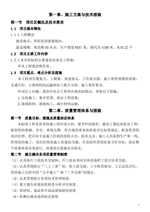 石漠化综合治理技术标(施工组织设计)