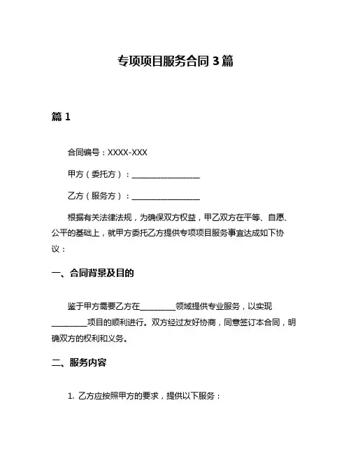 专项项目服务合同3篇