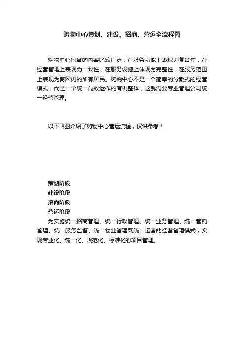 购物中心策划、建设、招商、营运全流程图