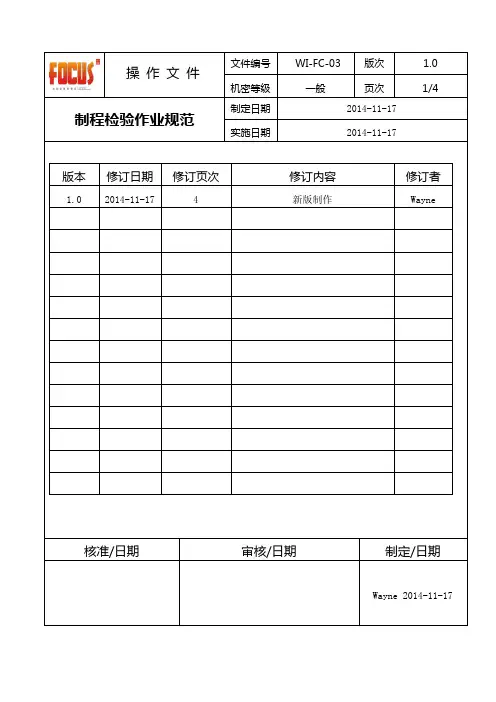 IPQC制程检验规范