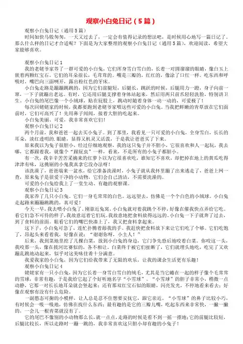观察小白兔日记(5篇)
