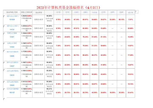 2023年计算机类基金涨幅排名