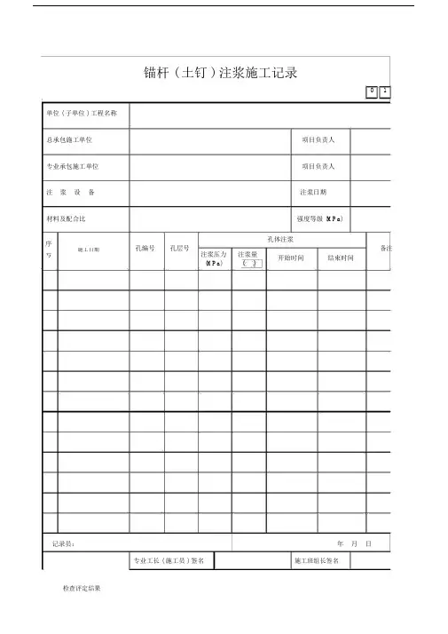 锚杆(土钉)注浆施工记录.doc