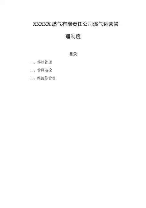 燃气有限责任公司燃气运营管理制度