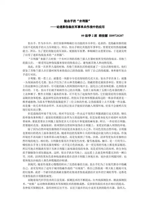 狙击手的“吉利服”——论军事伪装在单兵作战中的应用。