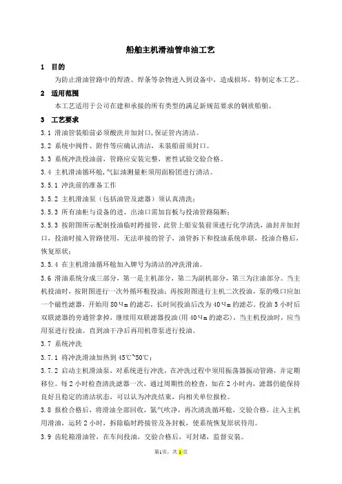 船舶主机滑油管串油工艺