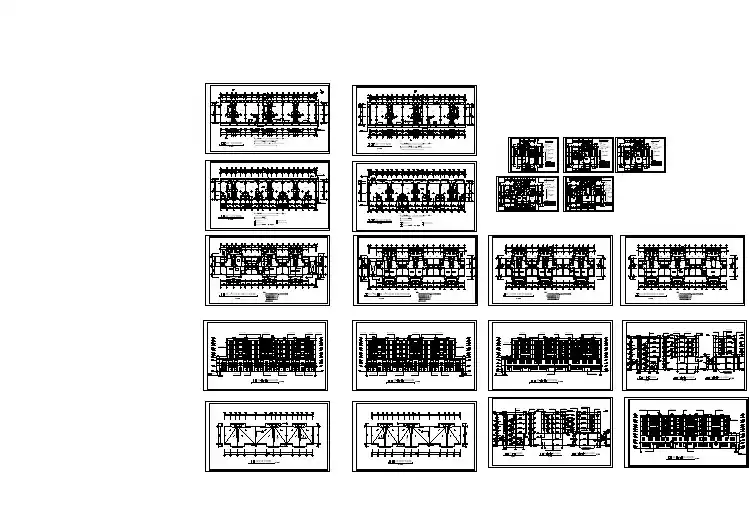 3300平米6层框架结构商住楼全套建筑设计CAD图纸（1-2层商用）