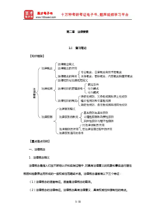 张光杰《法理学导论》复习笔记及课后习题详解(法律要素)【圣才出品】