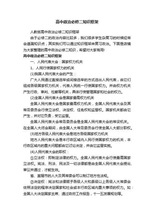 高中政治必修二知识框架