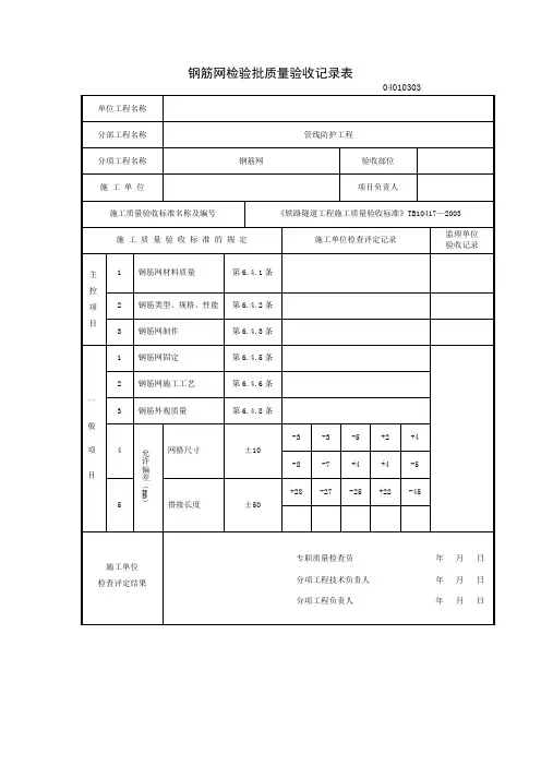 (完整版)钢筋网检验批质量验收记录表