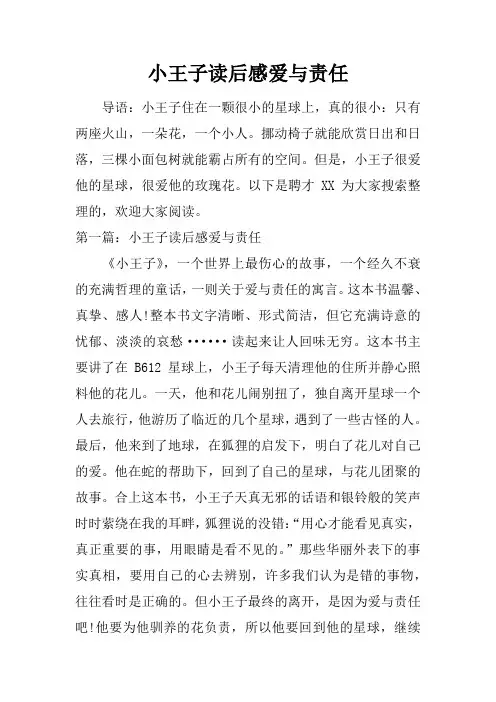 小王子读后感爱与责任
