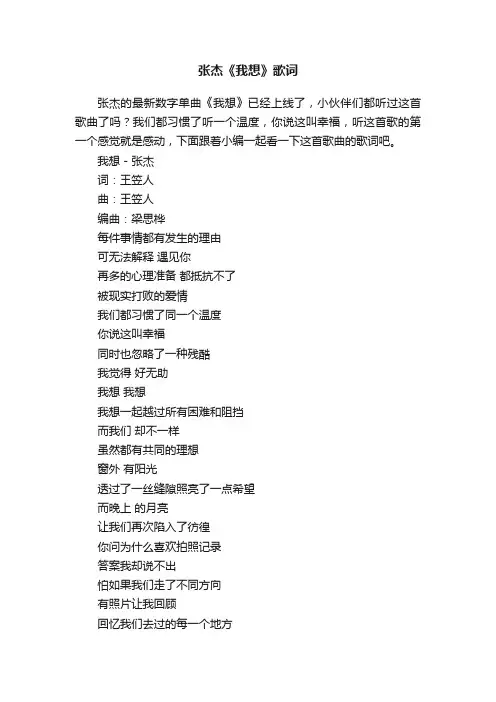 张杰《我想》歌词