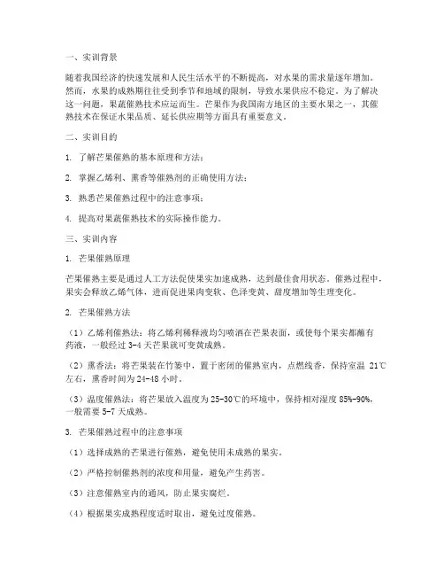 果蔬芒果催熟实训总结报告