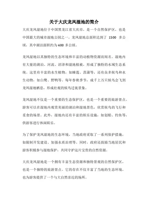 关于大庆龙凤湿地的简介