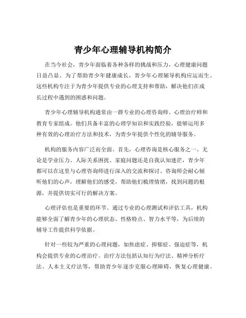 青少年心理辅导机构简介
