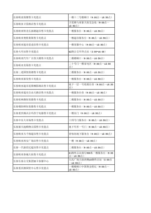 长春市公交卡充值网点