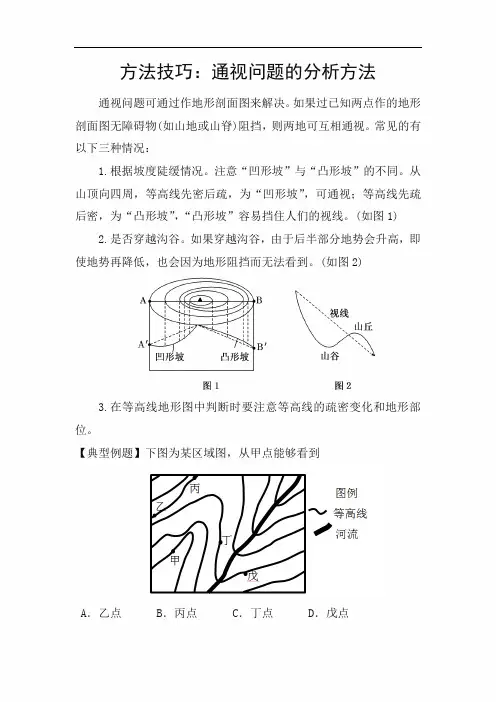 2020年高考地理专题复习-通视问题的分析方法