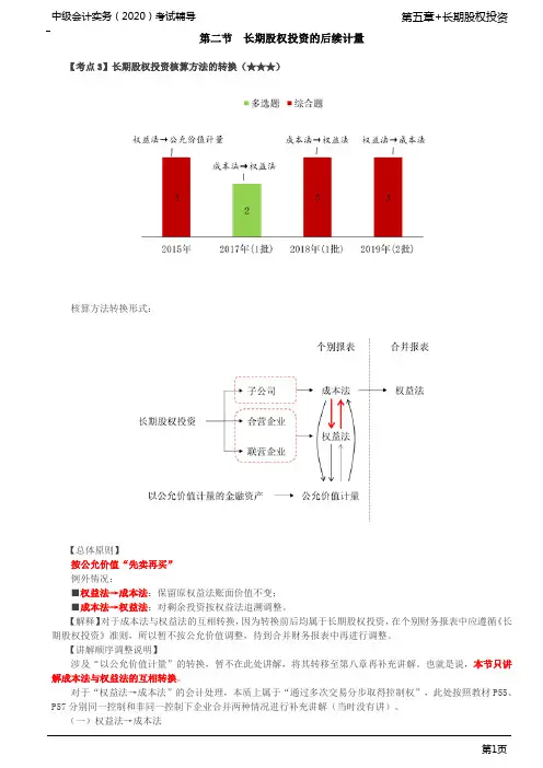 第26讲_长期股权投资核算方法的转换(1)