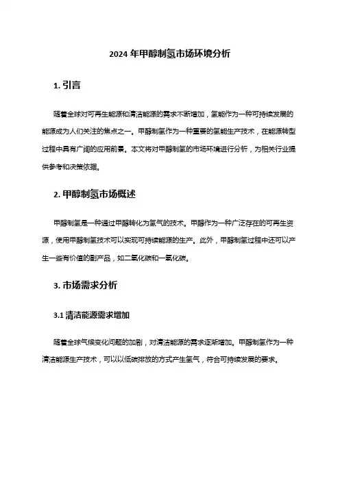 2024年甲醇制氢市场环境分析