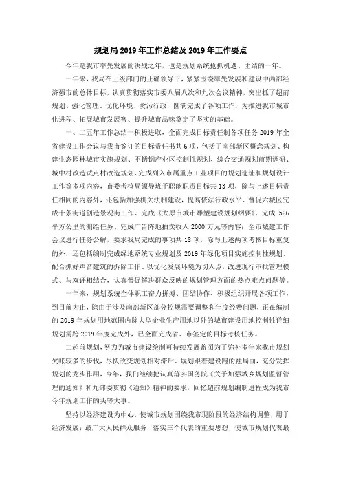 工作总结-规划局2019年工作总结及2019年工作要点 精品