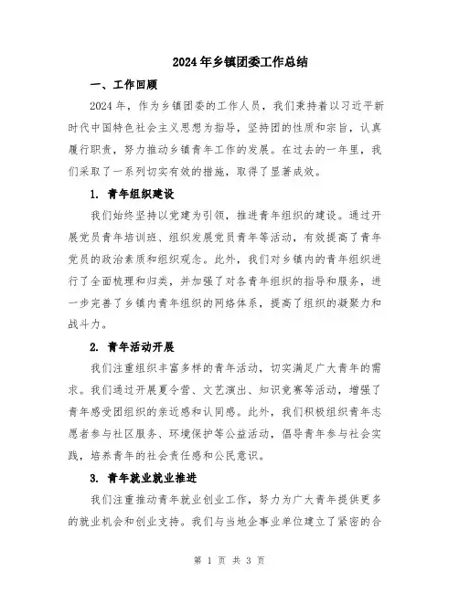 2024年乡镇团委工作总结