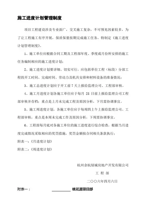 施工进度计划管理制度