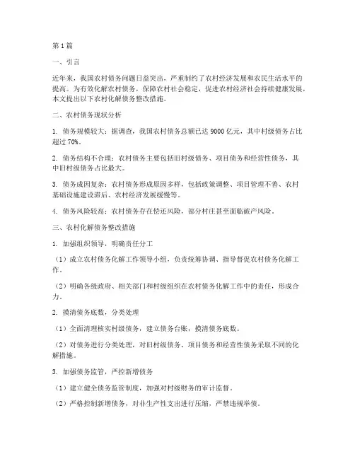 农村化解债务整改措施(3篇)