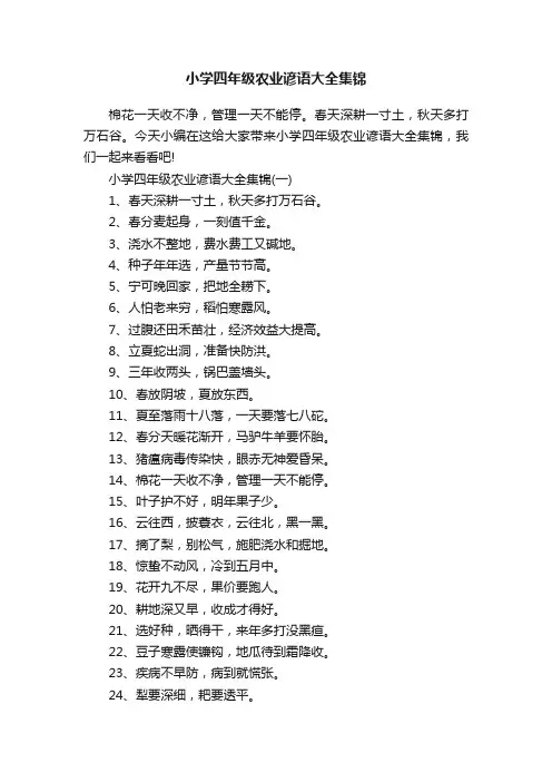 小学四年级农业谚语大全集锦