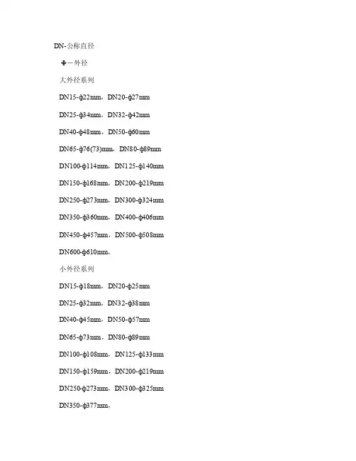 钢管DN与外径对照