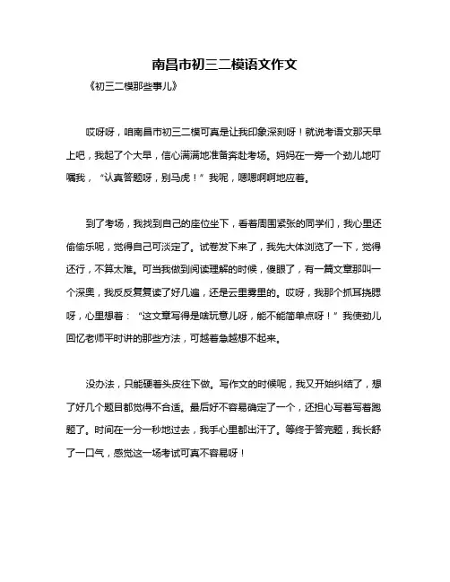南昌市初三二模语文作文