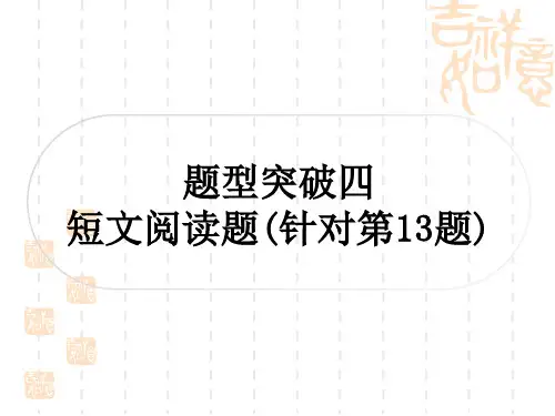 中考化学人教版 题型突破练四 短文阅读题(针对第13题)