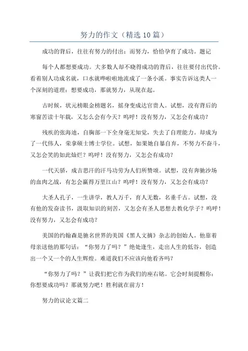 努力的作文(精选10篇)