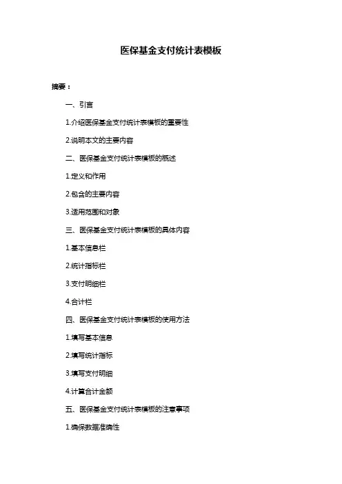 医保基金支付统计表模板