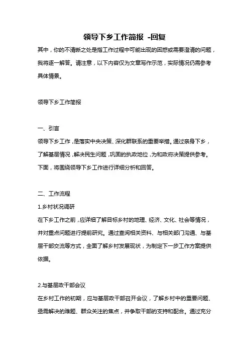 领导下乡工作简报 -回复