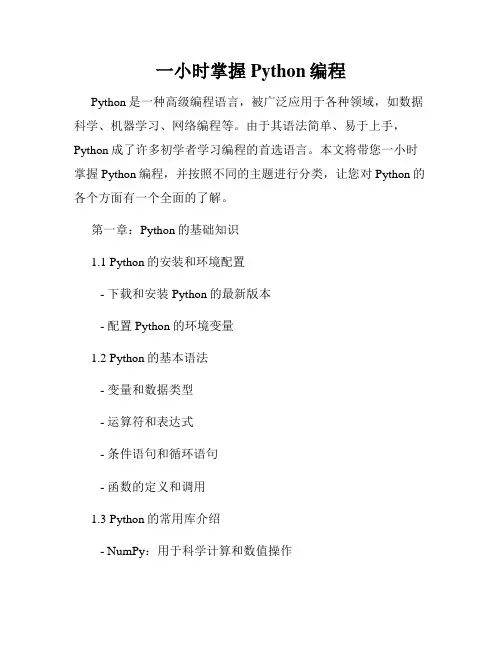 一小时掌握Python编程