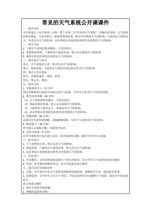 常见的天气系统公开课课件