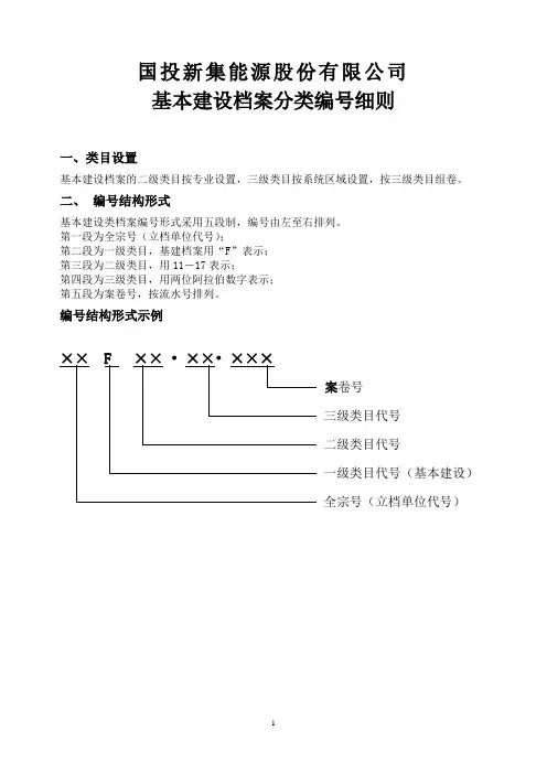 基本建设档案分类编号细则