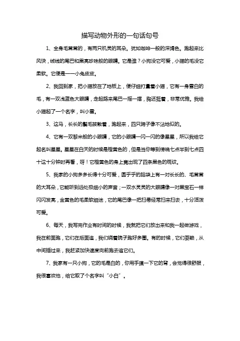 描写动物外形的一句话句号