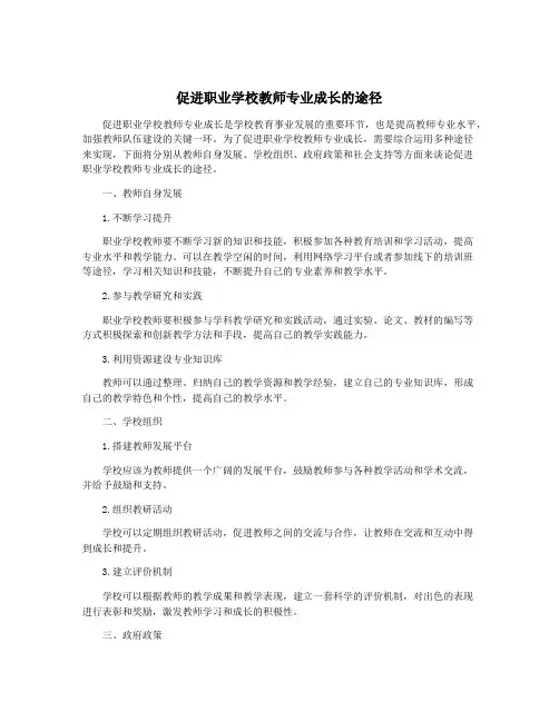 促进职业学校教师专业成长的途径