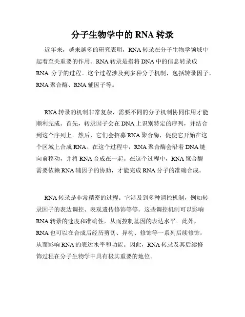 分子生物学中的RNA转录