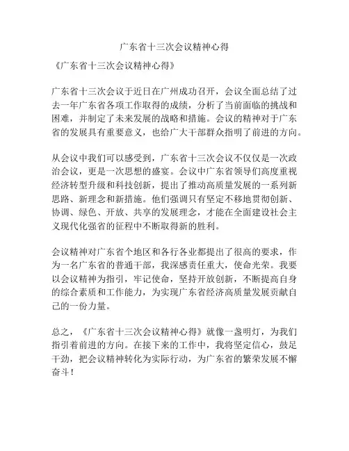 广东省十三次会议精神心得