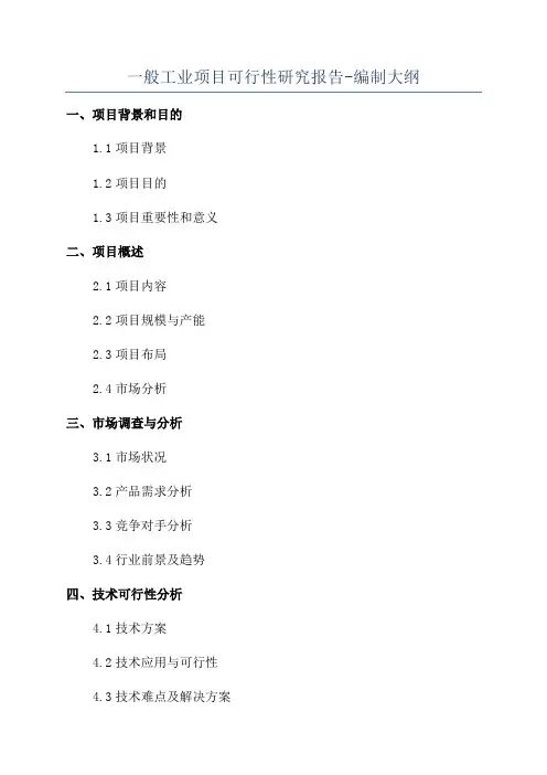 一般工业项目可行性研究报告-编制大纲