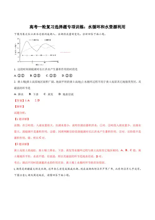 高考一轮复习选择题专项训练：水循环和水资源利用(解析版)